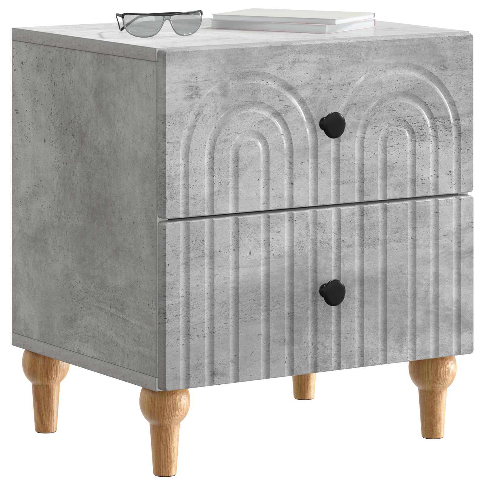 Natskab 2 pcs Betongrå 43 x 34,5 x 48 cm Konstrueret træ