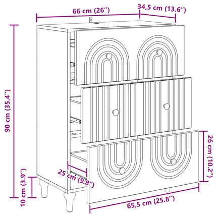 Skuffeskab Hvid 66 x 34,5 x 90 cm Konstrueret træ