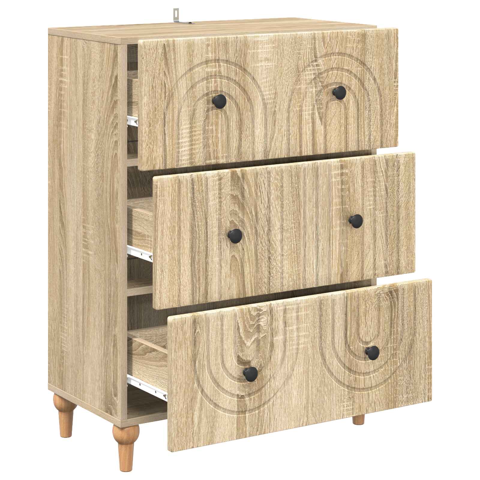 Skuffeskab Sonoma-eg 66 x 34,5 x 90 cm Konstrueret træ