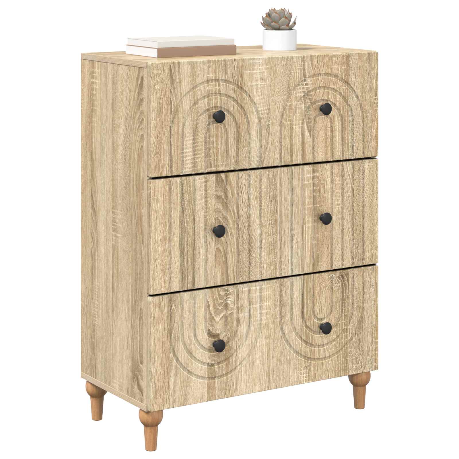 Skuffeskab Sonoma-eg 66 x 34,5 x 90 cm Konstrueret træ