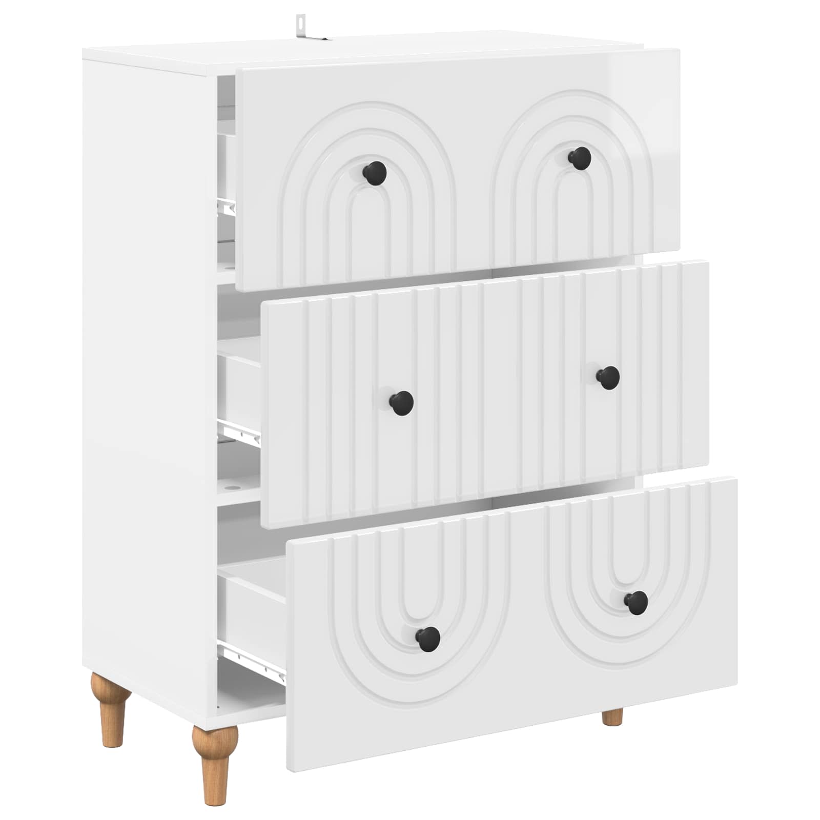 Skuffeskab Hvid højglans 66 x 34,5 x 90 cm Konstrueret træ