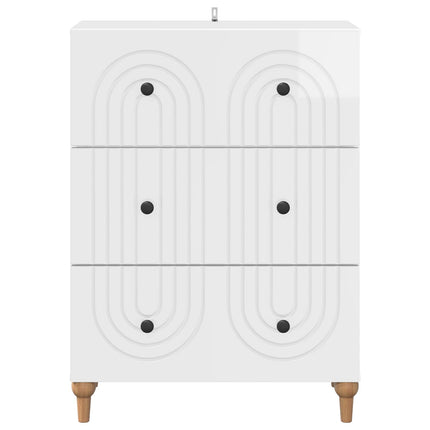 Skuffeskab Hvid højglans 66 x 34,5 x 90 cm Konstrueret træ