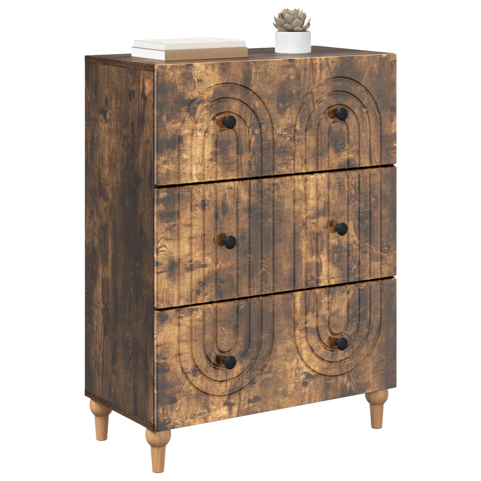 Skuffeskab Røget eg 66 x 34,5 x 90 cm Konstrueret træ