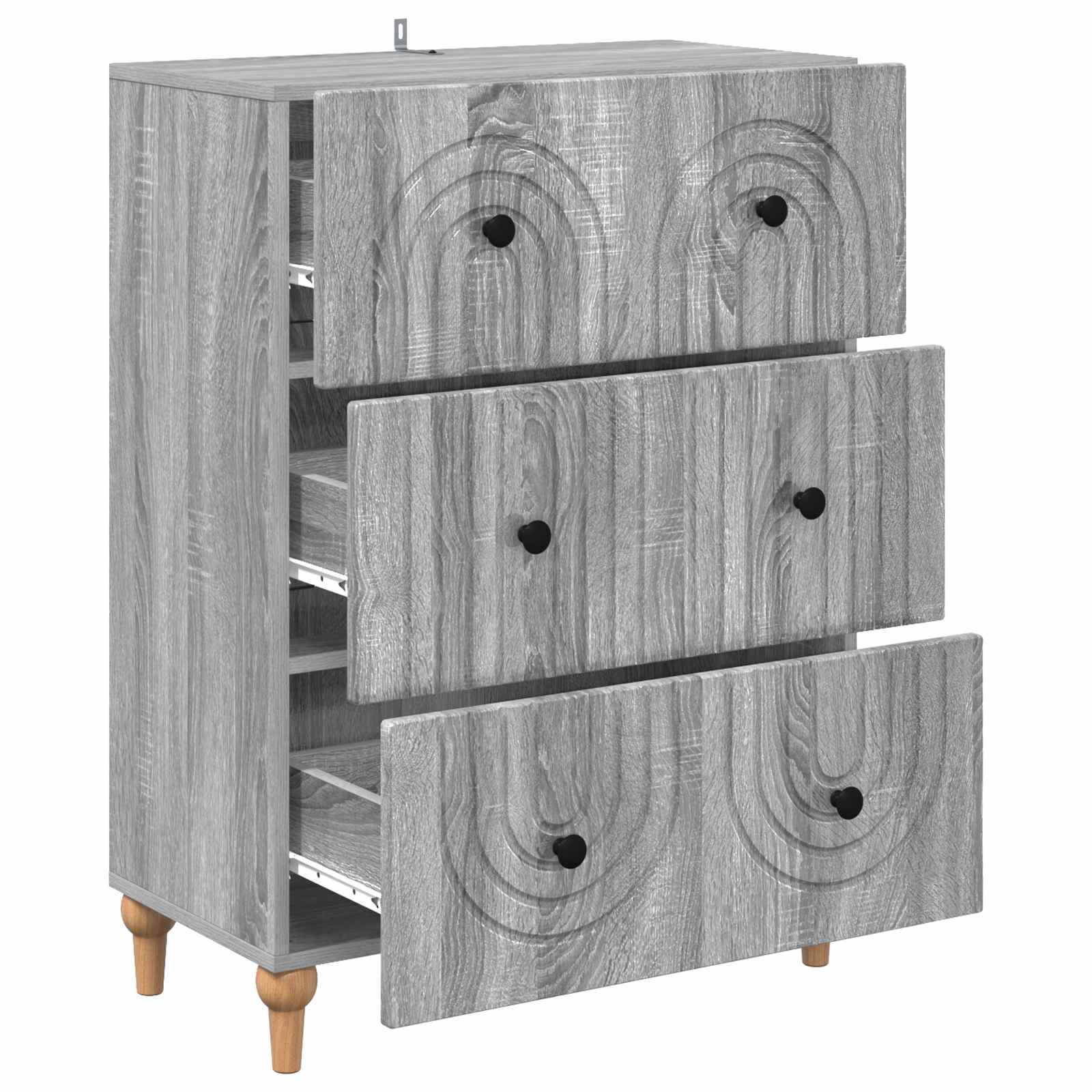 Skuffeskab Grå sonoma-eg 66 x 34,5 x 90 cm Konstrueret træ