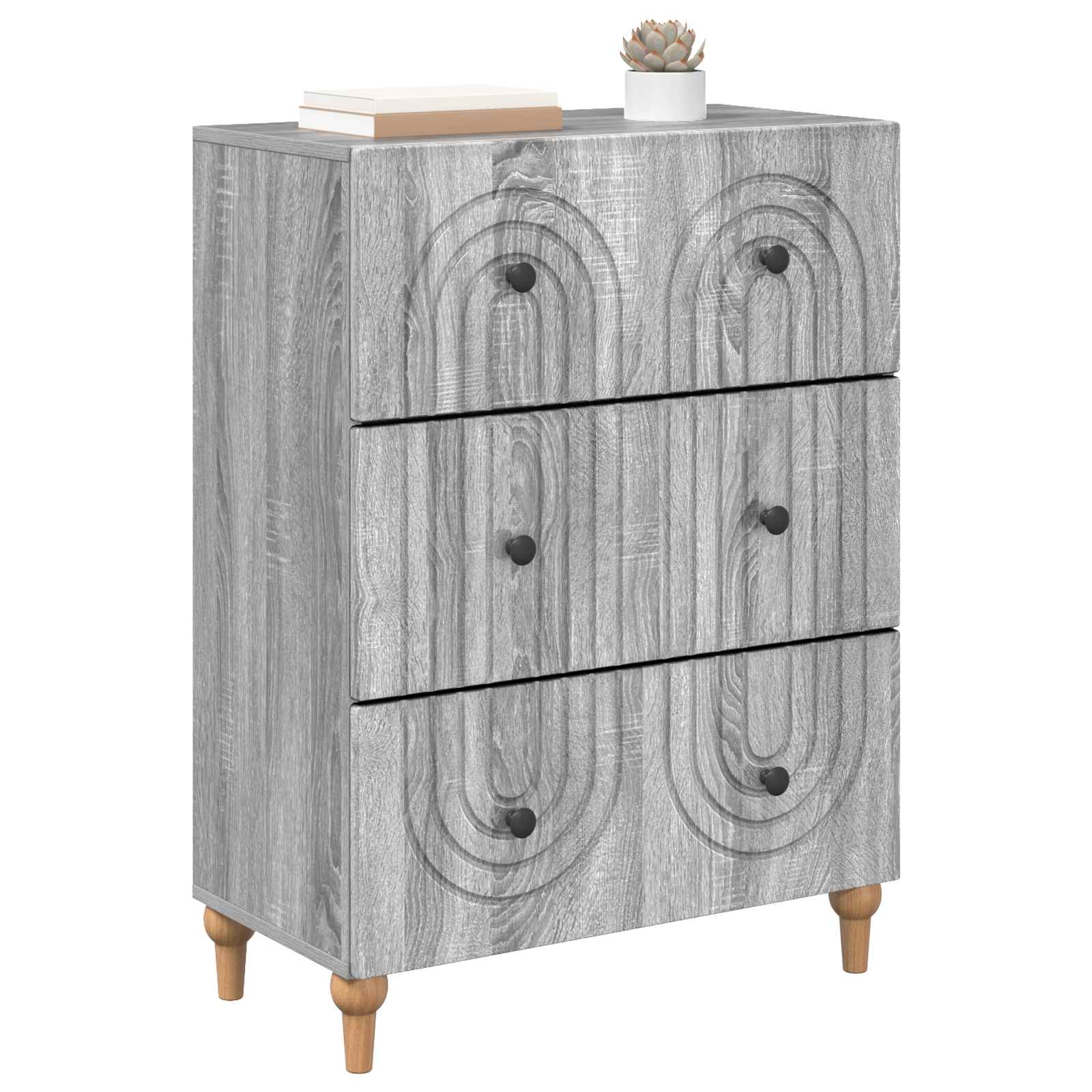 Skuffeskab Grå sonoma-eg 66 x 34,5 x 90 cm Konstrueret træ