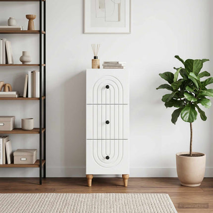 Skuffeskab 33 x 34,5 x 90 cm Konstrueret træ Hvid højglans