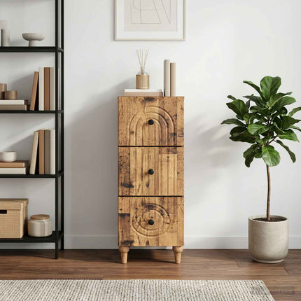 Skuffeskab 33 x 34,5 x 90 cm Konstrueret træ Gammelt træ