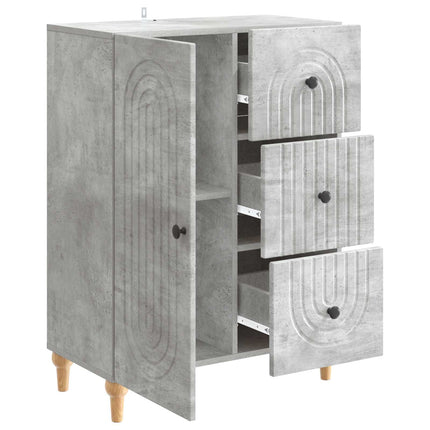 Sideboard med skuffe Betongrå 66 x 34,5 x 90 cm Konstrueret træ