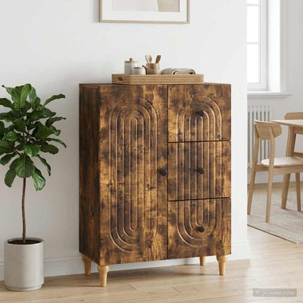 Sideboard med skuffe Røget eg 66 x 34,5 x 90 cm Konstrueret træ