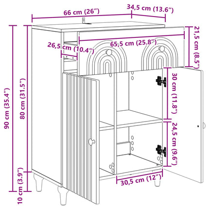 Sideboard Sort 66 x 34,5 x 90 cm Konstrueret træ