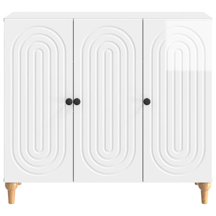 Sideboard Hvid højglans 89 x 34,5 x 80 cm Konstrueret træ