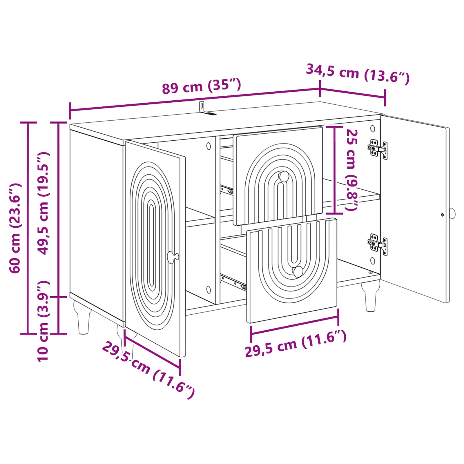 TV-skab Gammelt træ 89 x 34,5 x 60 cm Konstrueret træ
