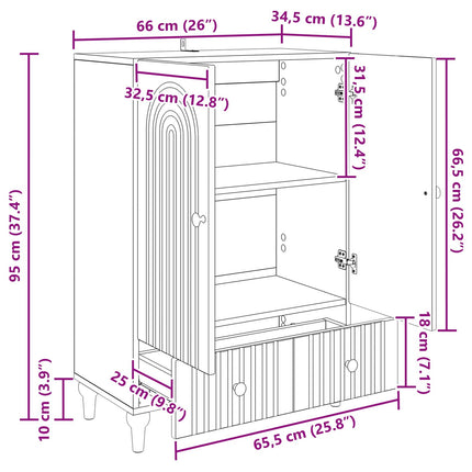 Sideboard Betongrå 66 x 34,5 x 95 cm Konstrueret træ