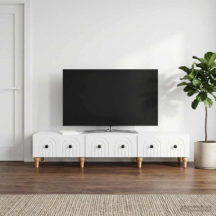 TV-skab med skuffe Hvid 147 x 34,5 x 30 cm Konstrueret træ