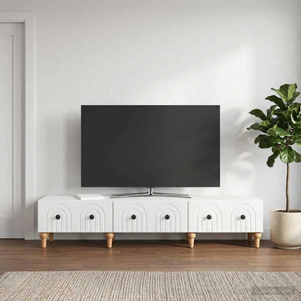 TV-skab Hvid højglans 147 x 34,5 x 30 cm Konstrueret træ
