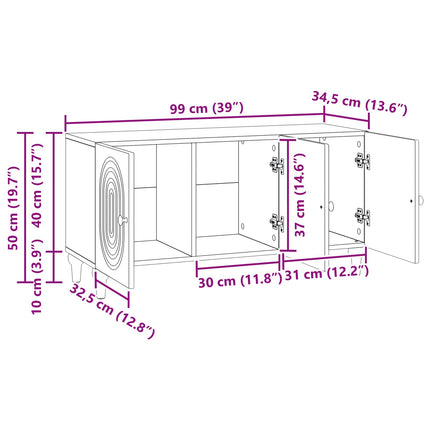 TV-skab Hvid 99 x 34,5 x 50 cm Konstrueret træ