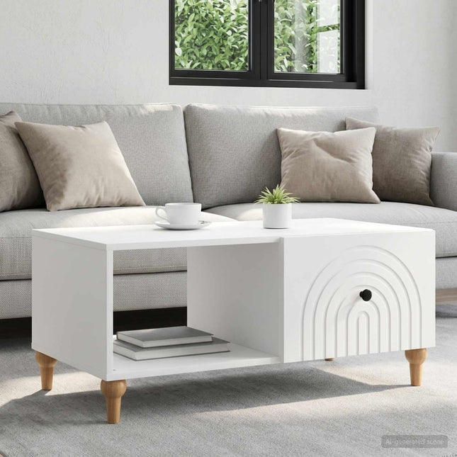 Sofabord Hvid 90 x 50 x 40 cm Konstrueret træ