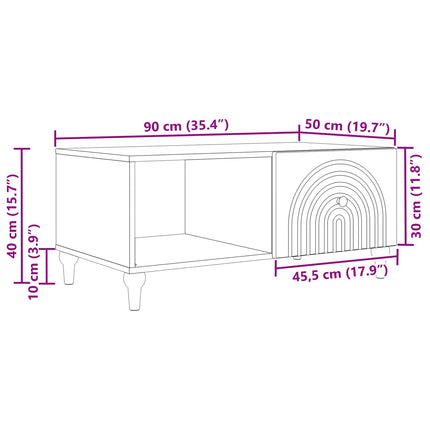 Sofabord Sort 90 x 50 x 40 cm Konstrueret træ