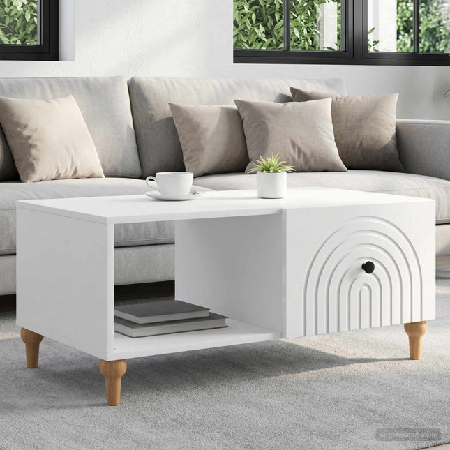 Sofabord Hvid højglans 90 x 50 x 40 cm Konstrueret træ