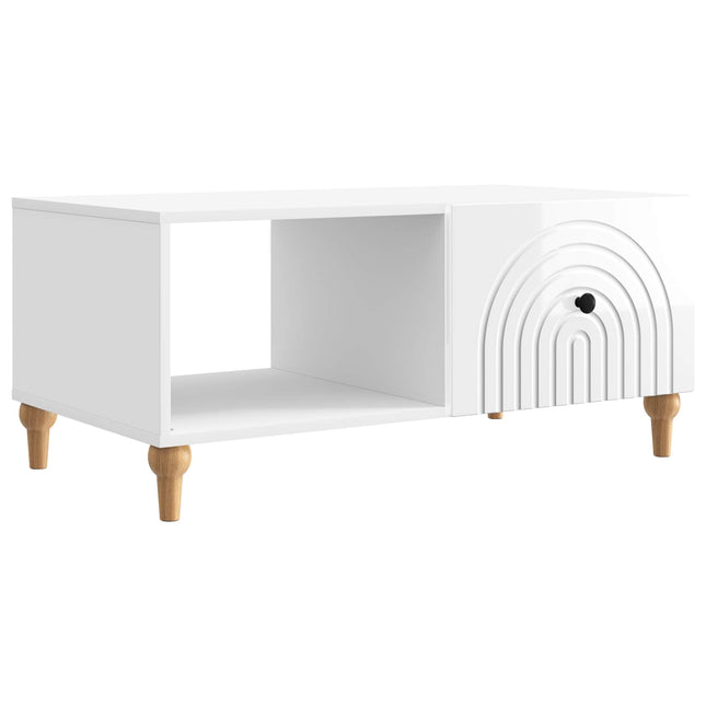 Sofabord Hvid højglans 90 x 50 x 40 cm Konstrueret træ