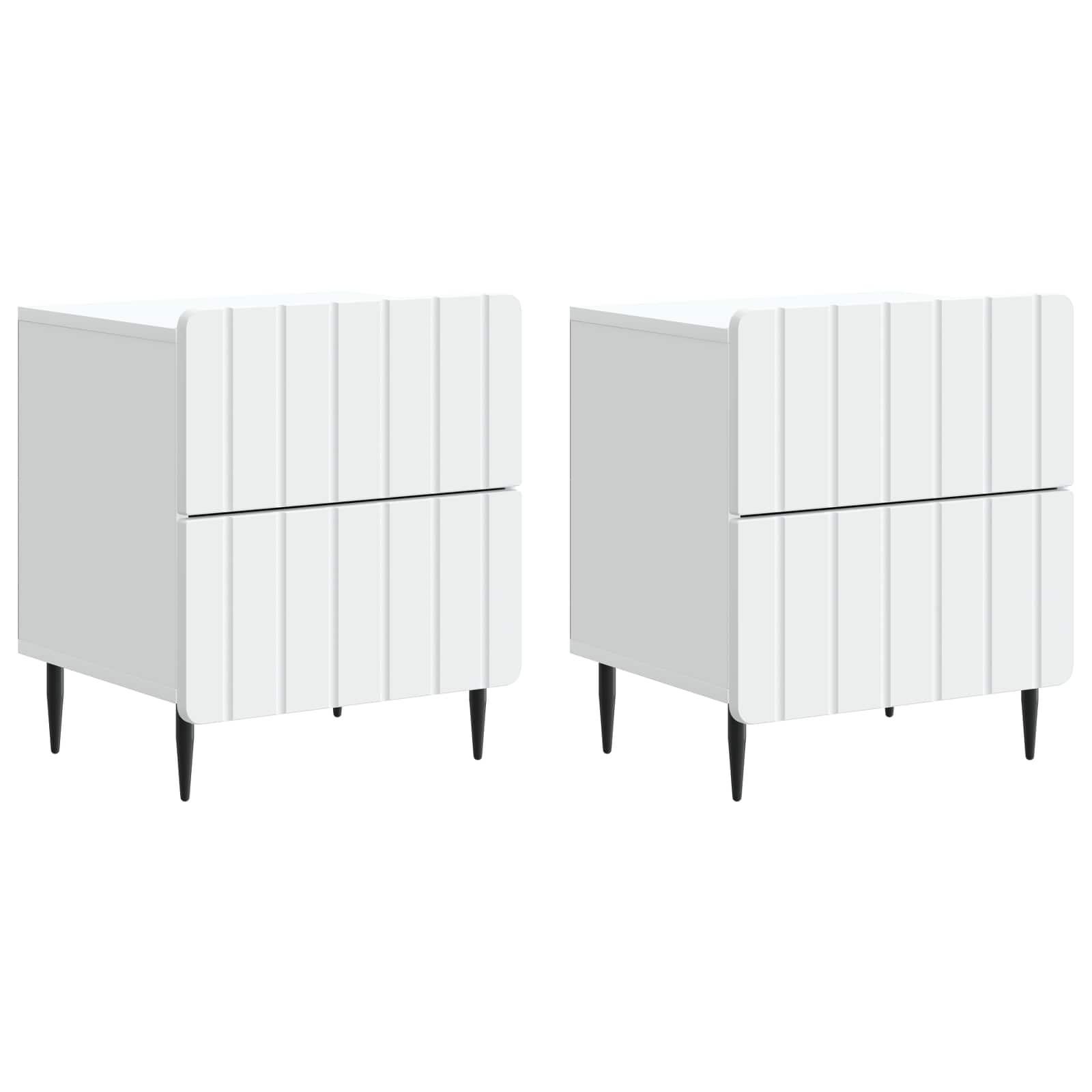 Natskab 2 pcs Hvid 43 x 34,5 x 49,5 cm Konstrueret træ