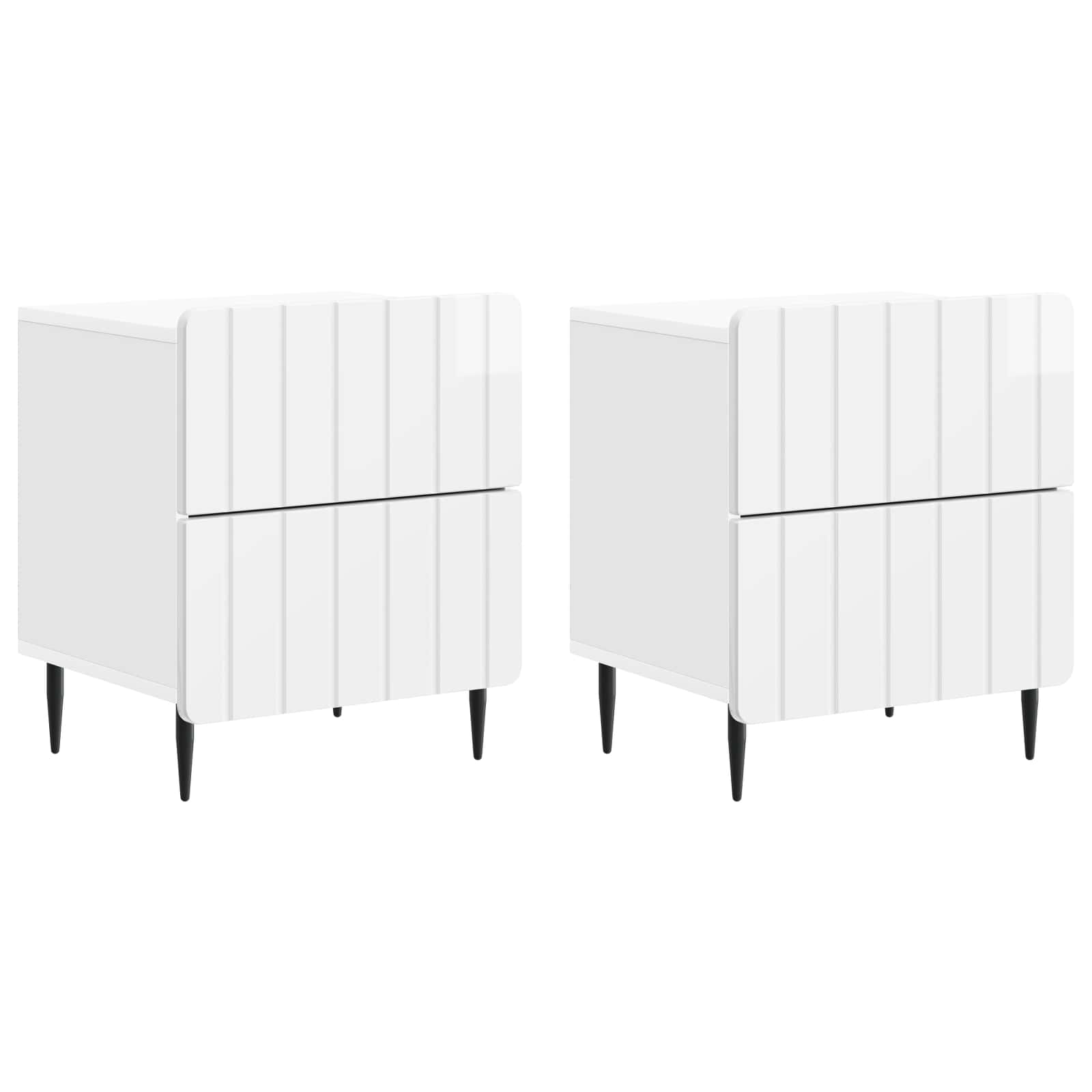 Natskab 2 pcs Hvid højglans 43 x 34,5 x 49,5 cm Konstrueret træ
