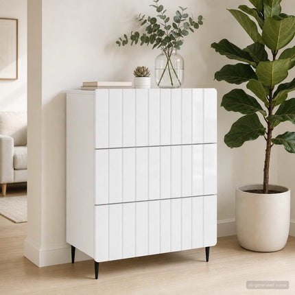 Skuffeskab 66 x 34,5 x 92 cm Konstrueret træ Hvid højglans