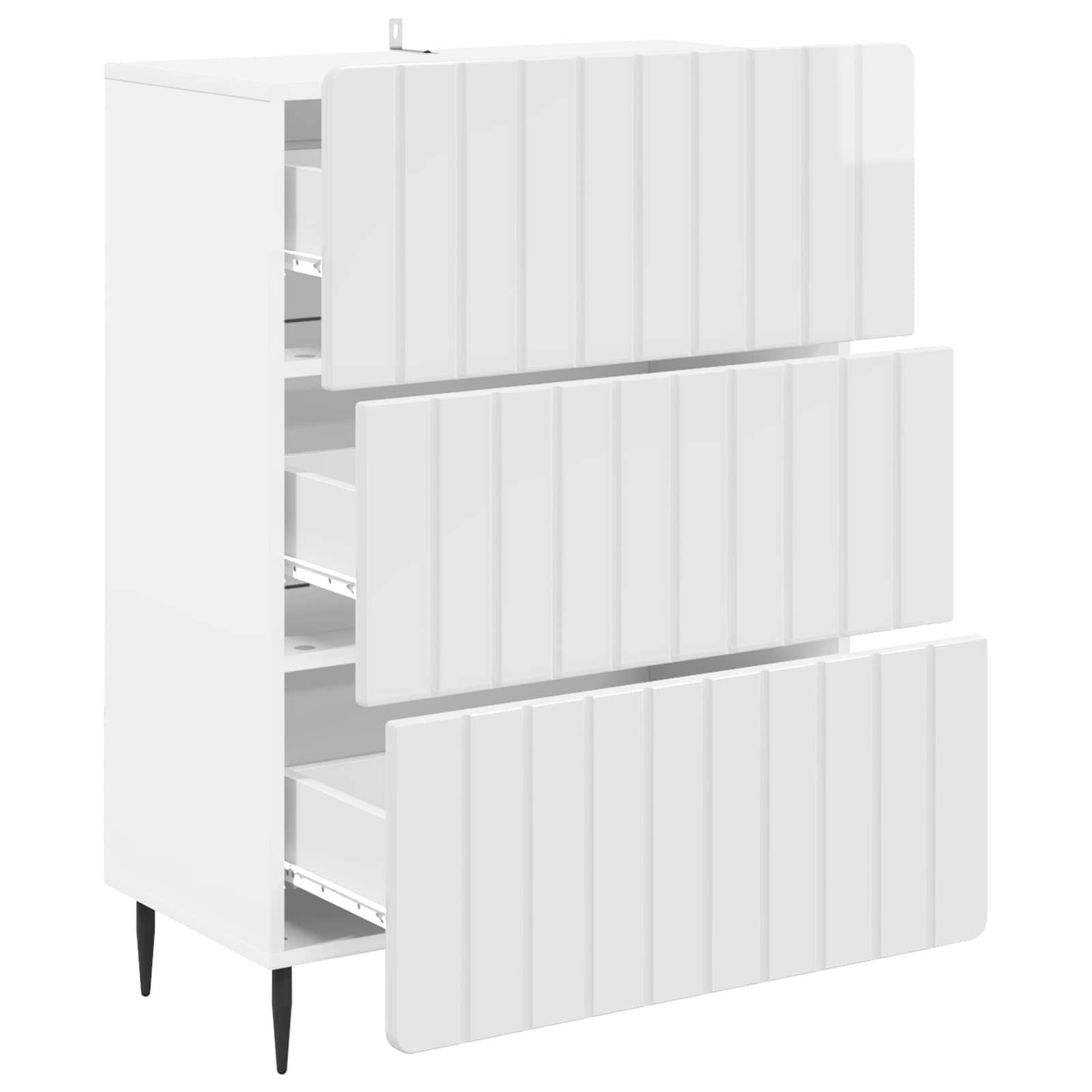 Skuffeskab Hvid højglans 66 x 34,5 x 92 cm Konstrueret træ