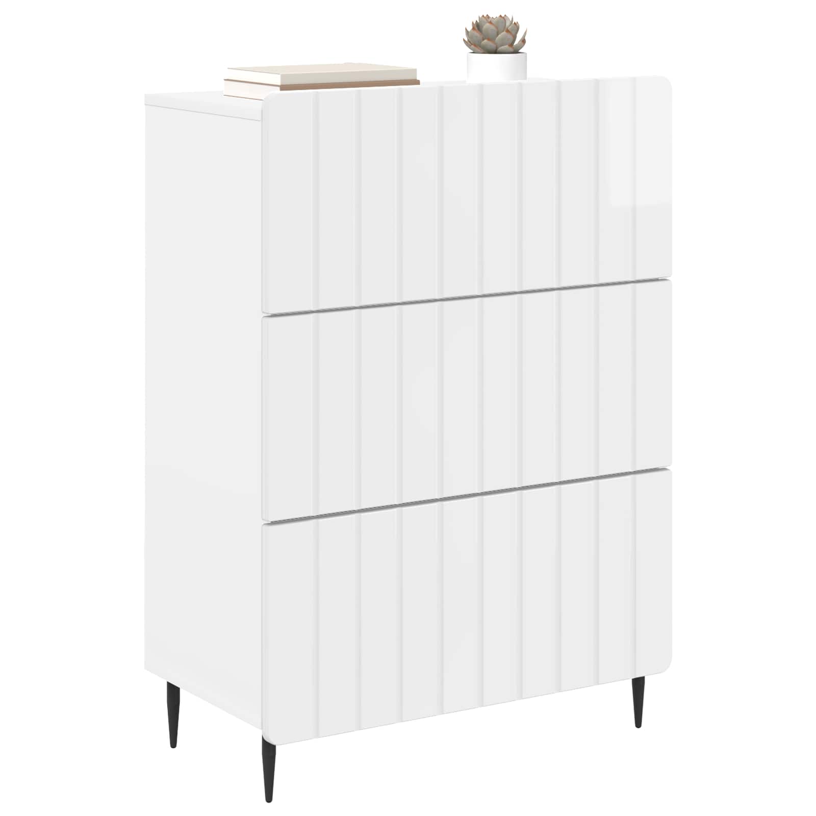 Skuffeskab Hvid højglans 66 x 34,5 x 92 cm Konstrueret træ