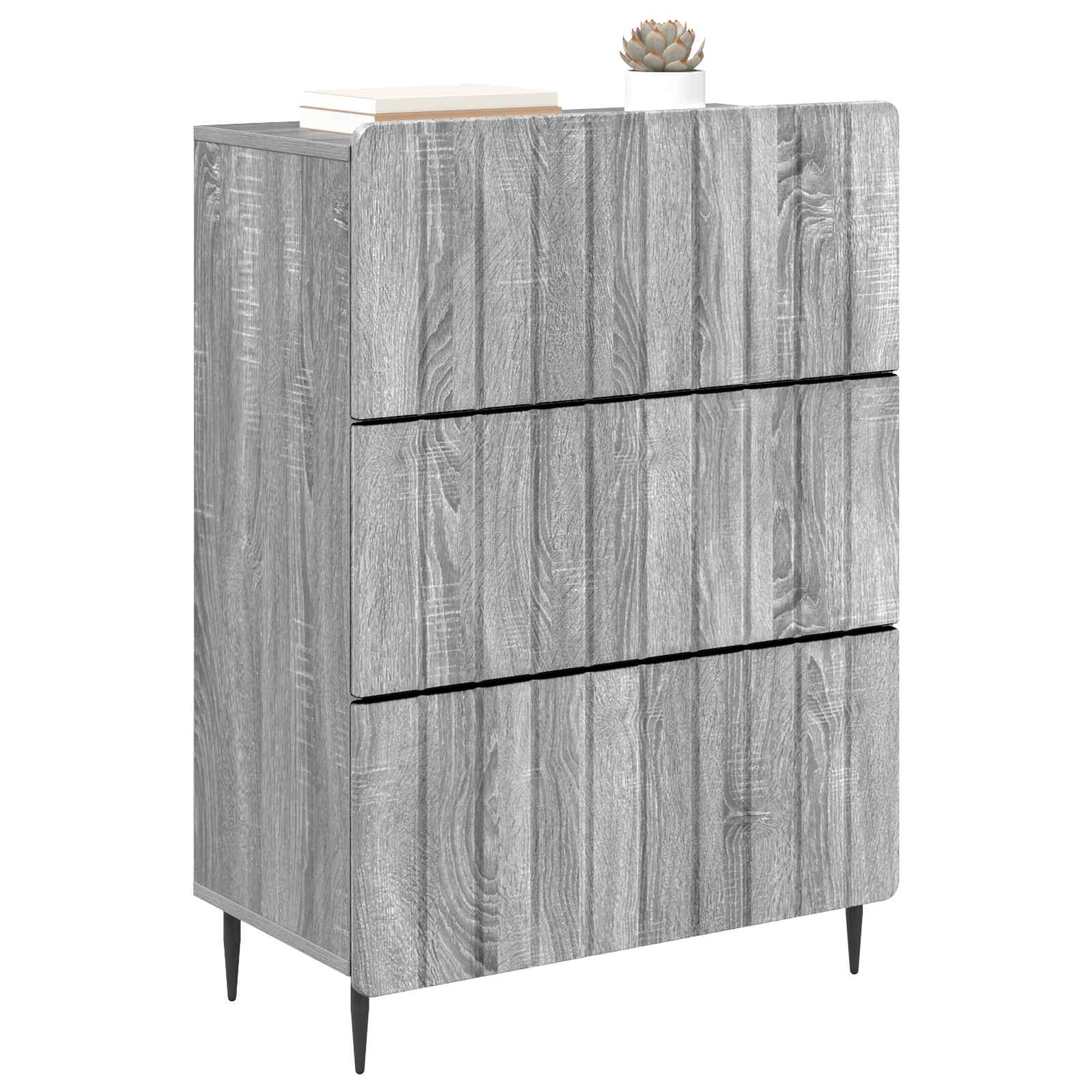 Skuffeskab Grå sonoma-eg 66 x 34,5 x 92 cm Konstrueret træ