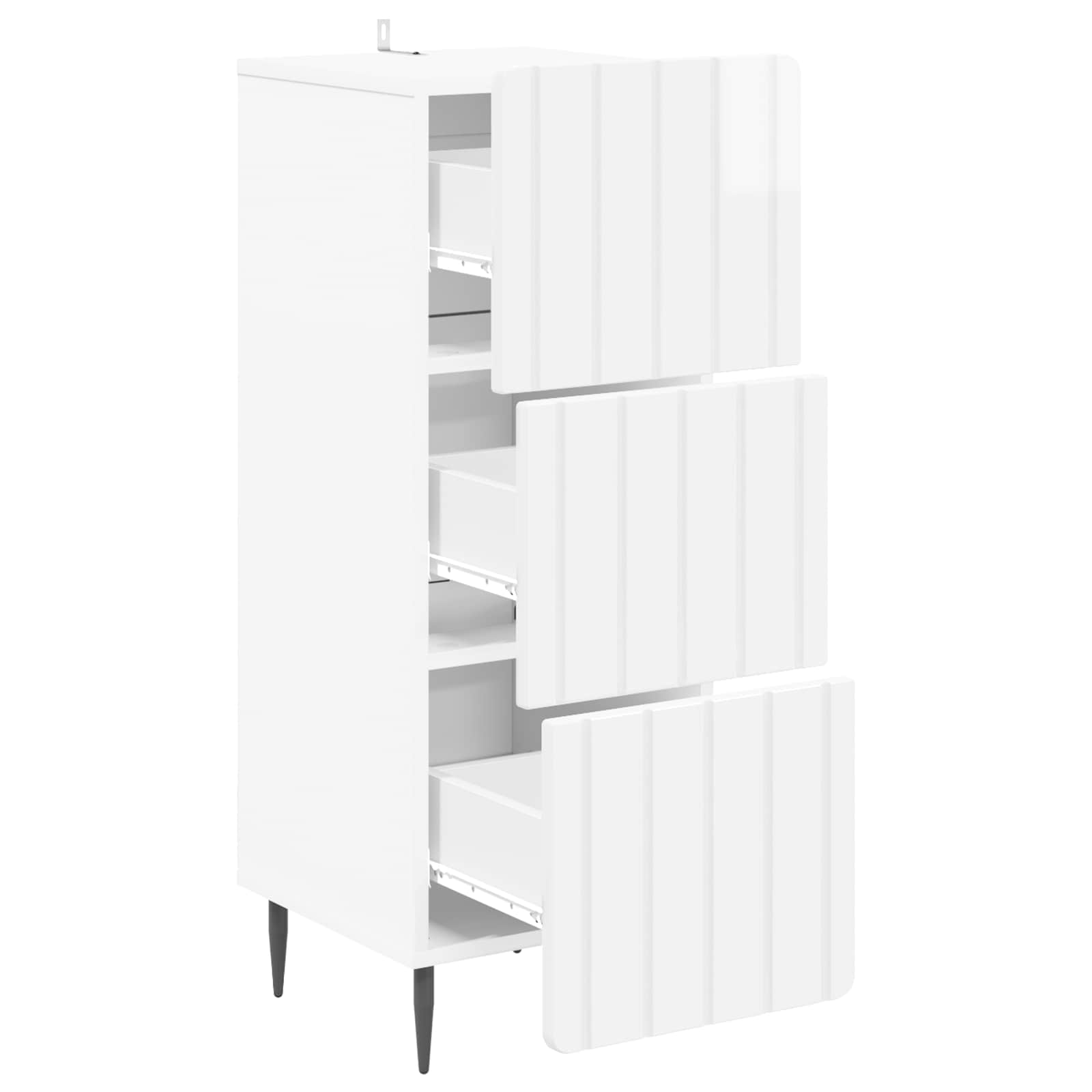 Skuffeskab Hvid højglans 33 x 34,5 x 92 cm Konstrueret træ