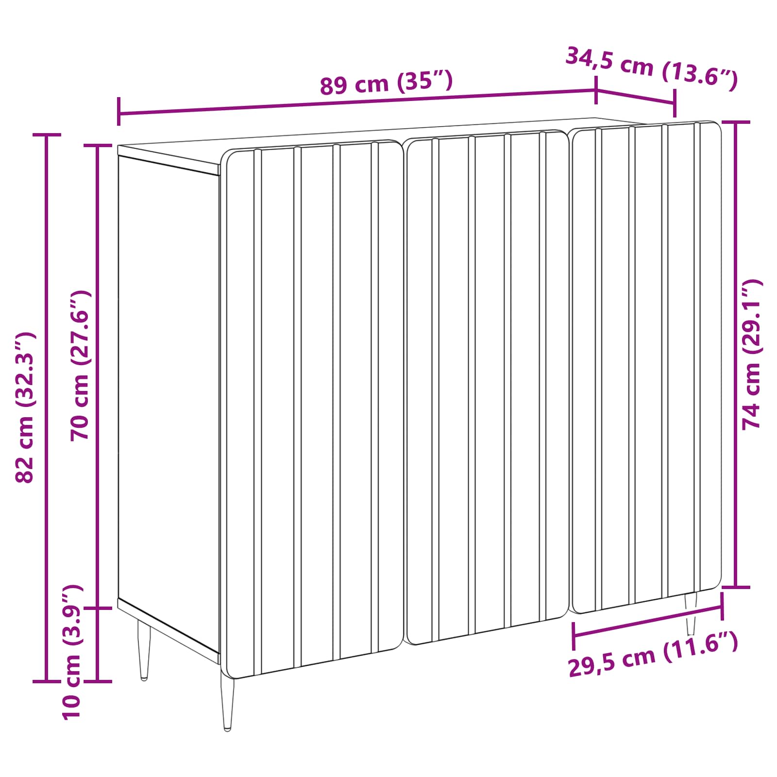 Sideboard Betongrå 89 x 34,5 x 82 cm Konstrueret træ
