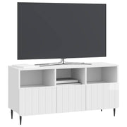 TV-skab Hvid højglans 102 x 34,5 x 50 cm Konstrueret træ