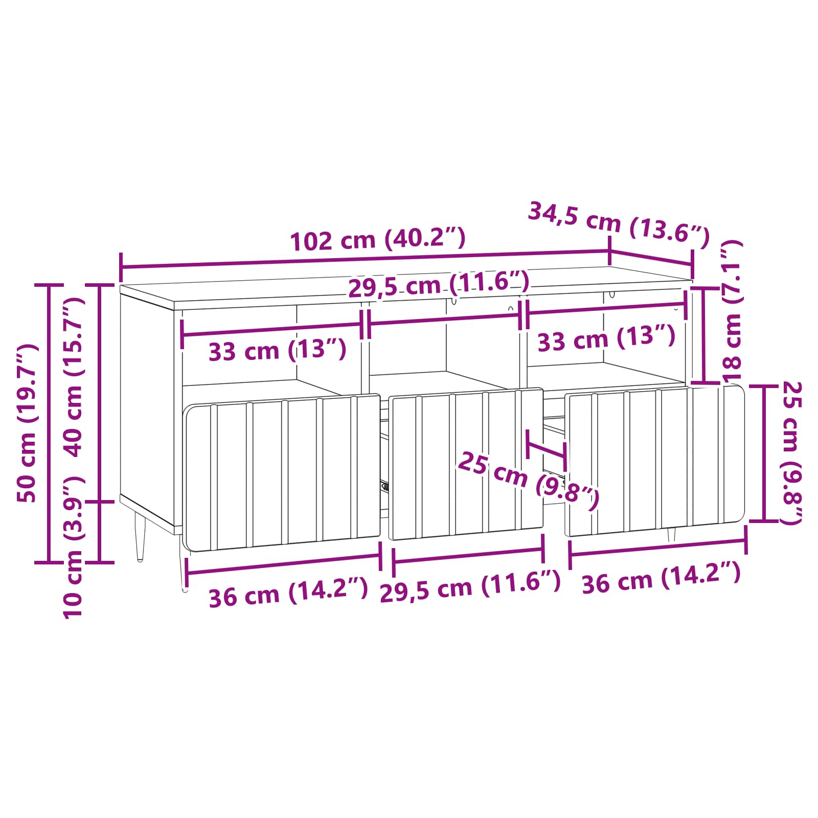 TV-skab Hvid højglans 102 x 34,5 x 50 cm Konstrueret træ