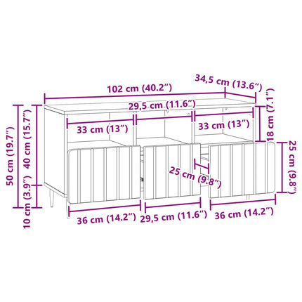 TV-skab Gammelt træ 102 x 34,5 x 50 cm Konstrueret træ