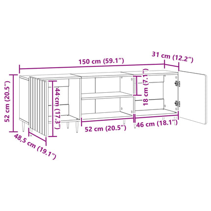 TV-skab Sort 150 x 31 x 52 cm Konstrueret træ