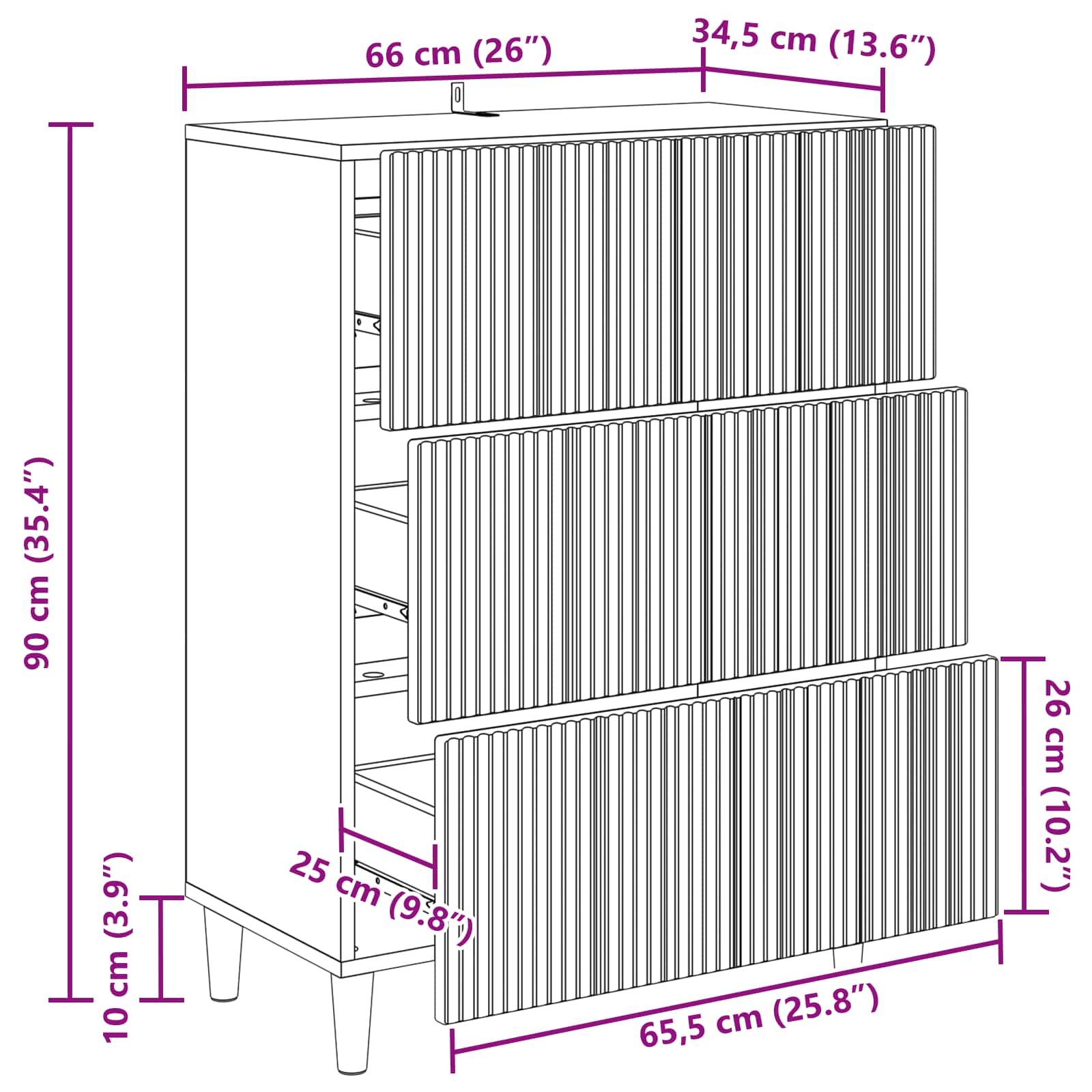 Skuffeskab Gammelt træ 66 x 34,5 x 90 cm Konstrueret træ