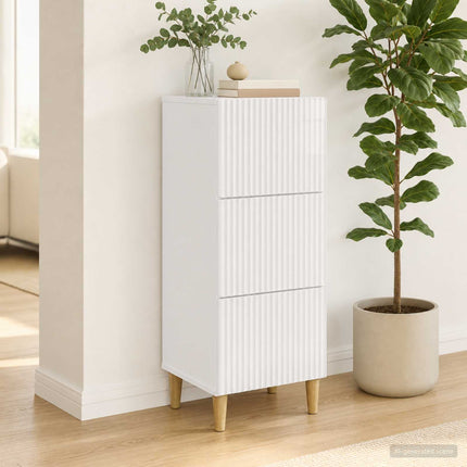 Skuffeskab Hvid højglans 33 x 34,5 x 90 cm Konstrueret træ