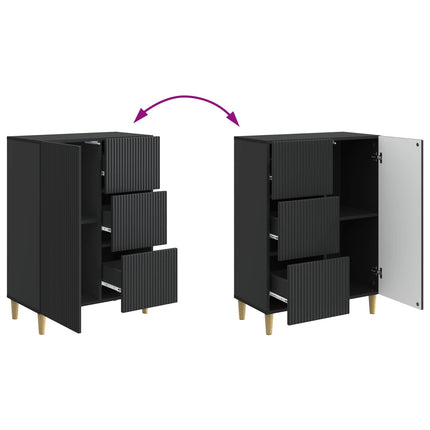 Sideboard med skuffe Sort 66 x 34,5 x 90 cm Konstrueret træ