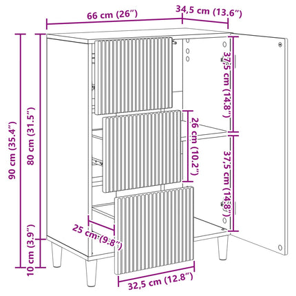 Sideboard Gammelt træ 66 x 34,5 x 90 cm Konstrueret træ