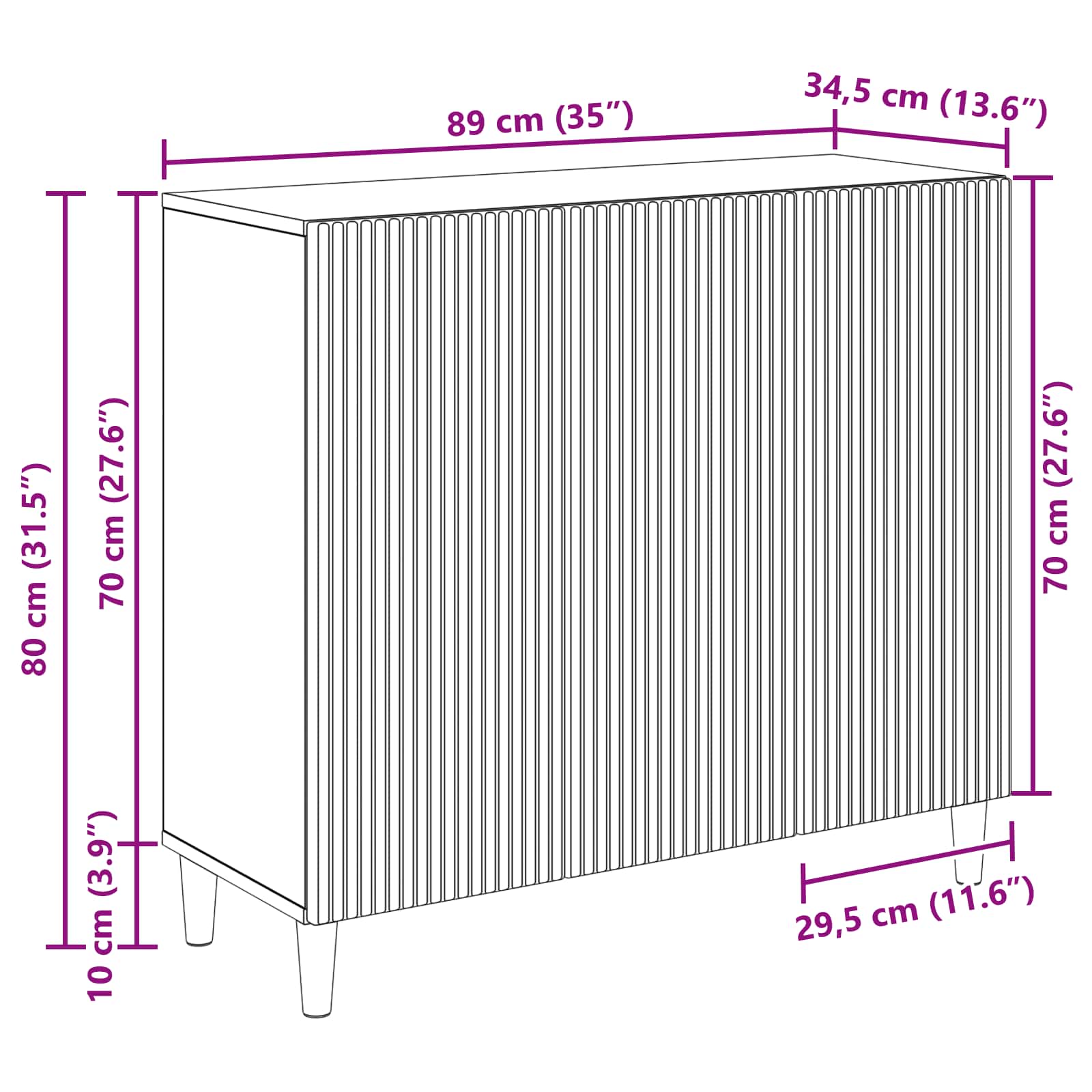 Sideboard Sonoma-eg 89 x 34,5 x 80 cm Konstrueret træ
