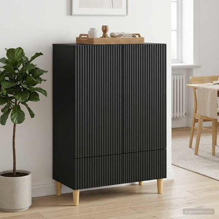 Sideboard med skuffe Sort 66 x 34,5 x 95 cm Konstrueret træ