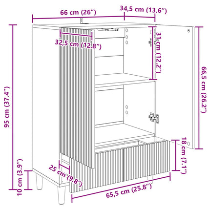 Sideboard Artisan-eg 66 x 34,5 x 95 cm Konstrueret træ