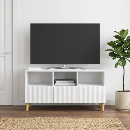 TV-skab 102 x 34,5 x 50 cm Hvid højglans Konstrueret træ