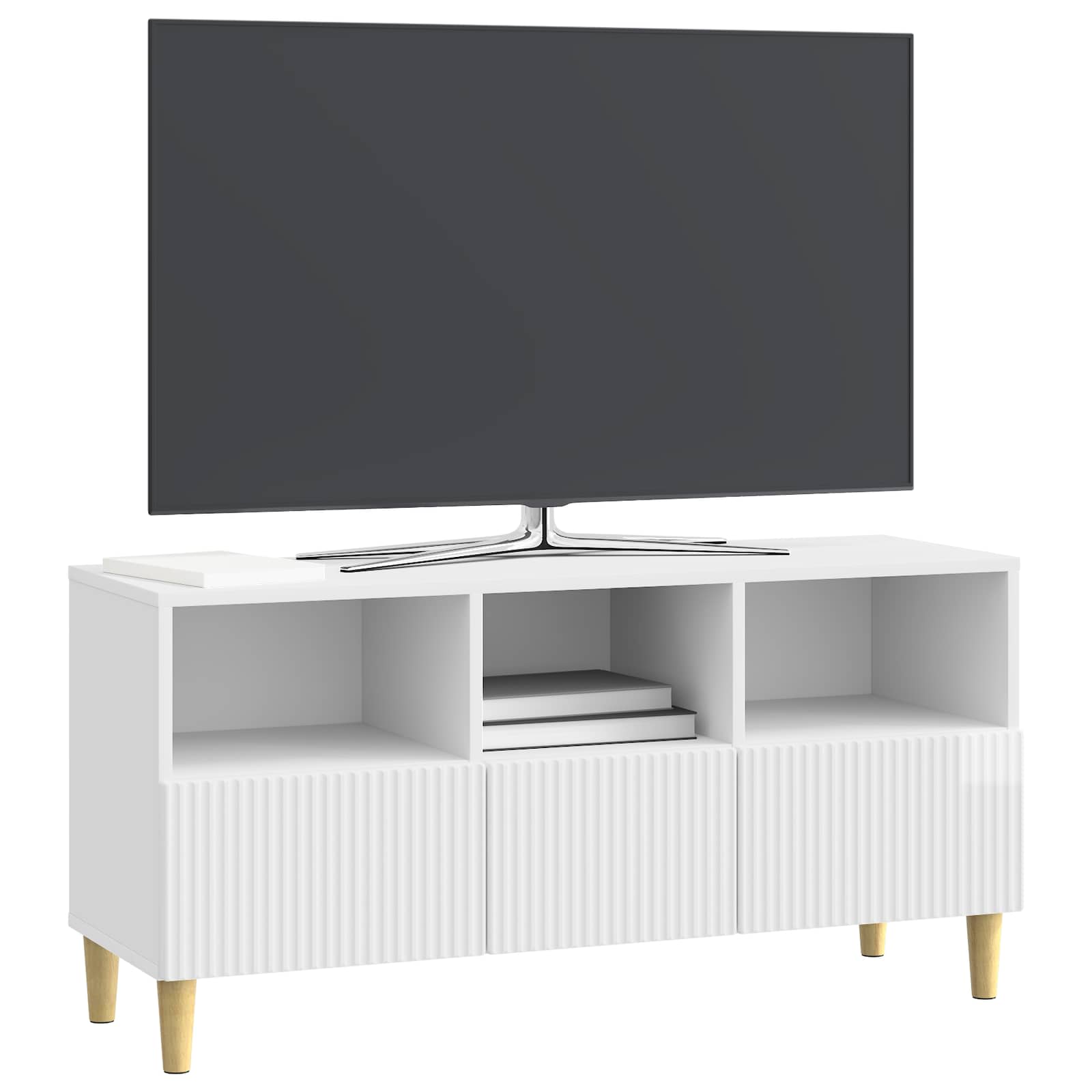 TV-skab Hvid højglans 102 x 34,5 x 50 cm Konstrueret træ