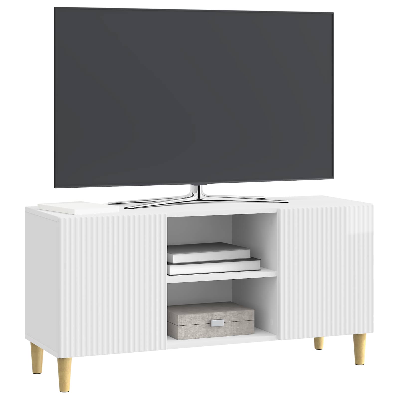 TV-skab Hvid højglans 102 x 34,5 x 50 cm Konstrueret træ