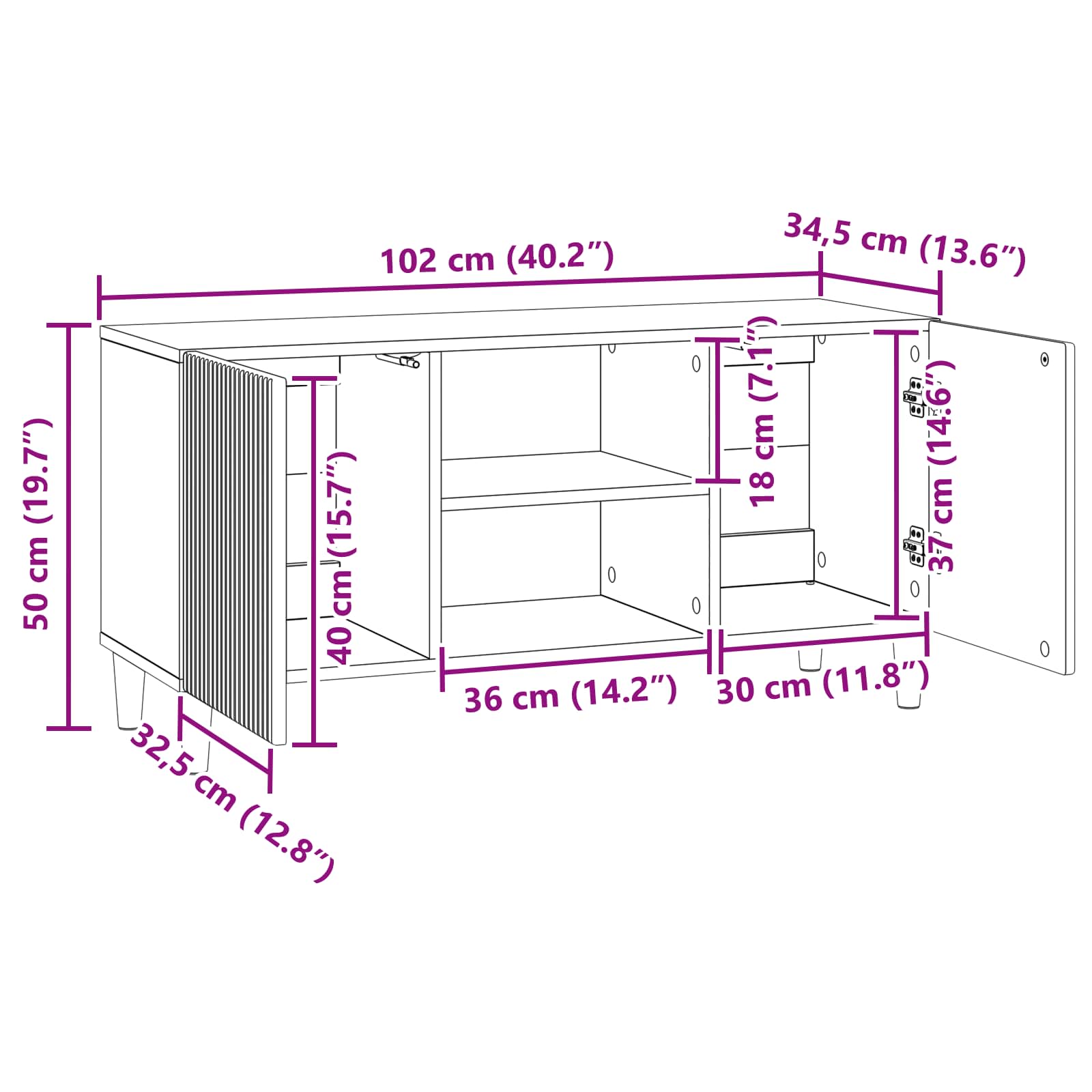 TV-skab Artisan-eg 102 x 34,5 x 50 cm Konstrueret træ