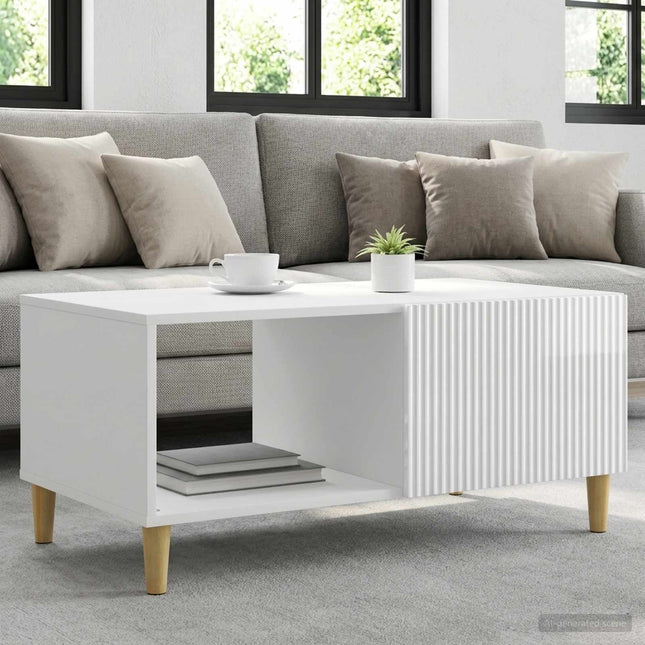 Sofabord Hvid højglans 90 x 50 x 40 cm Konstrueret træ