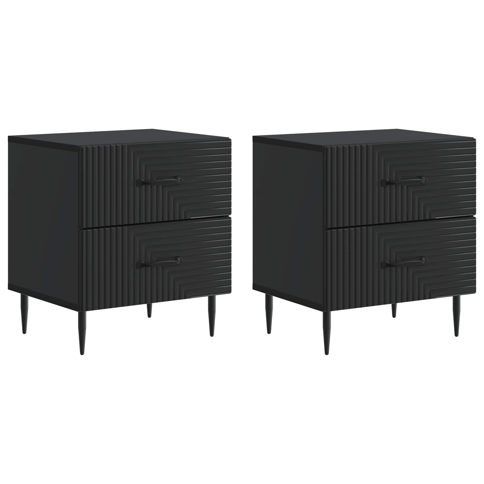 Natskab 2 pcs Sort 43 x 34,5 x 47,5 cm Konstrueret træ