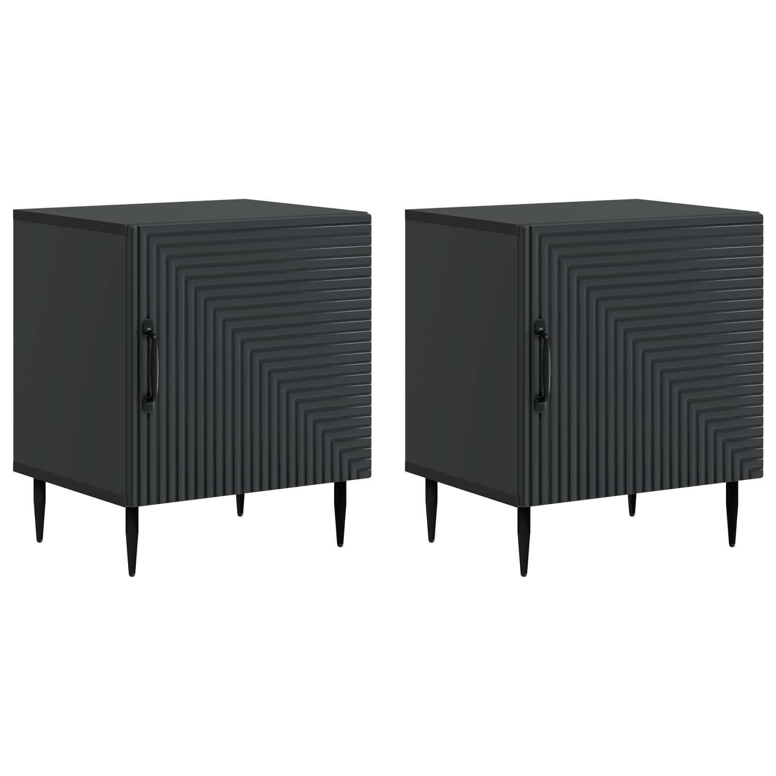 Natskab 2 pcs Sort 43 x 34,5 x 50 cm Konstrueret træ